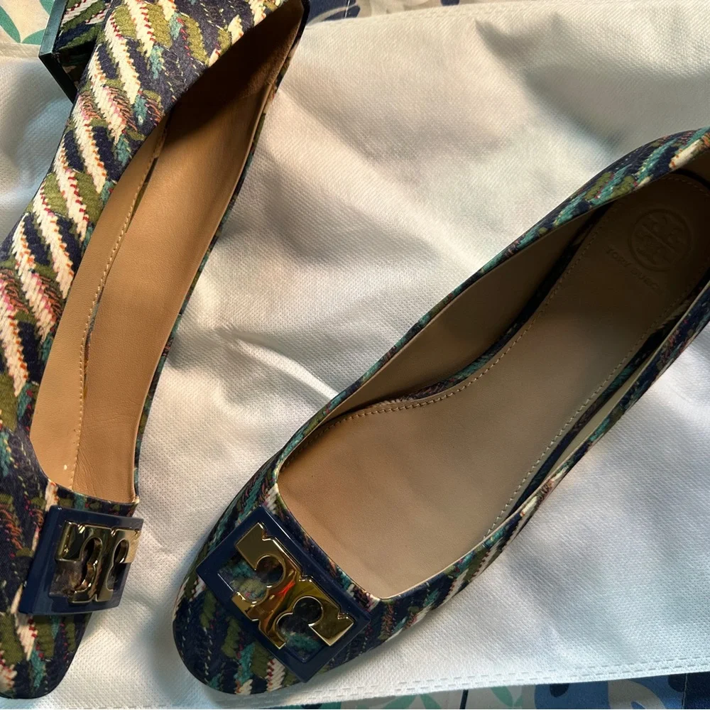 Tory Burch Low heal ballerina in Green and Blue